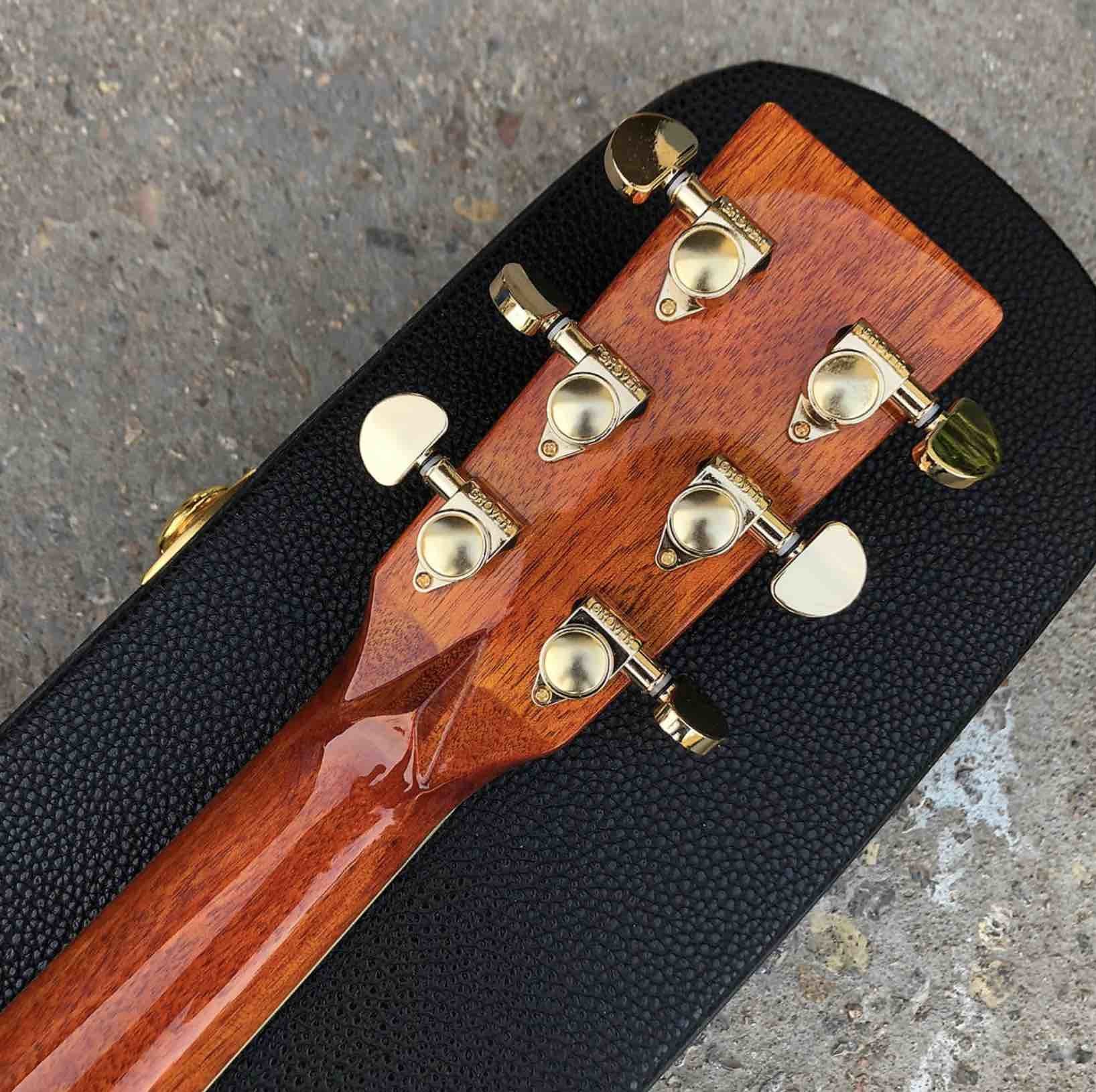 All KOA wood classic acoustic guitar,Flower Ebony Fingerboard,Real Abalone inlays and binding