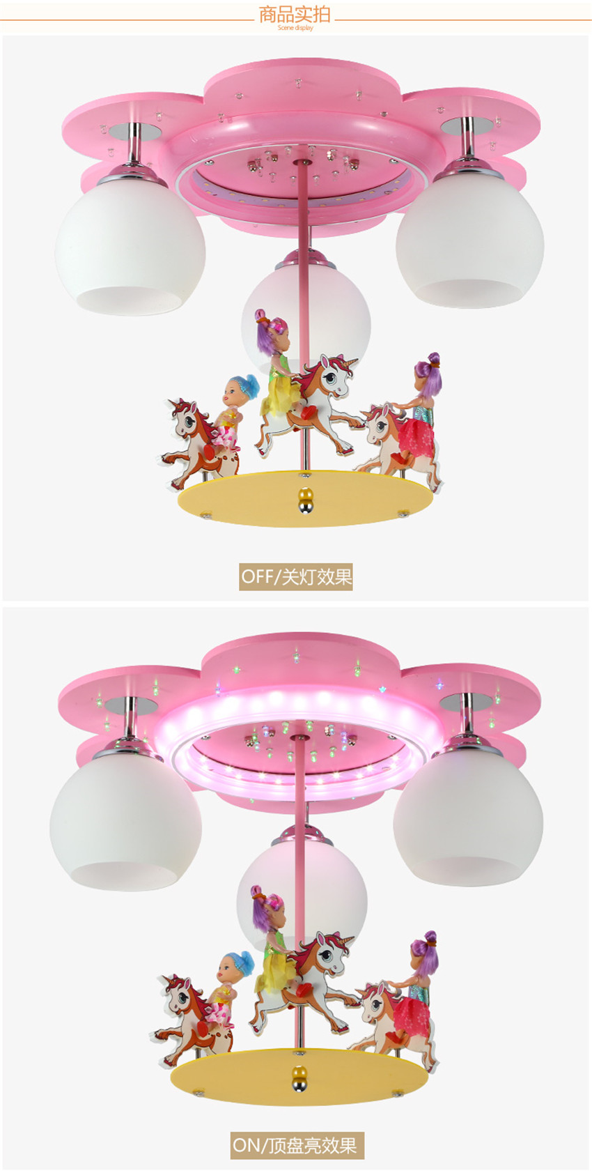 Modern Pink Ceiling Lights Deco Living Room Children Cartoon Princess Chandelier(WH-MA-154)