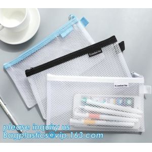  Promotional high quality custom logo plastic mesh document bag PVC file holder bag with zipper,A4 Colorful Printed Docum Manufactures