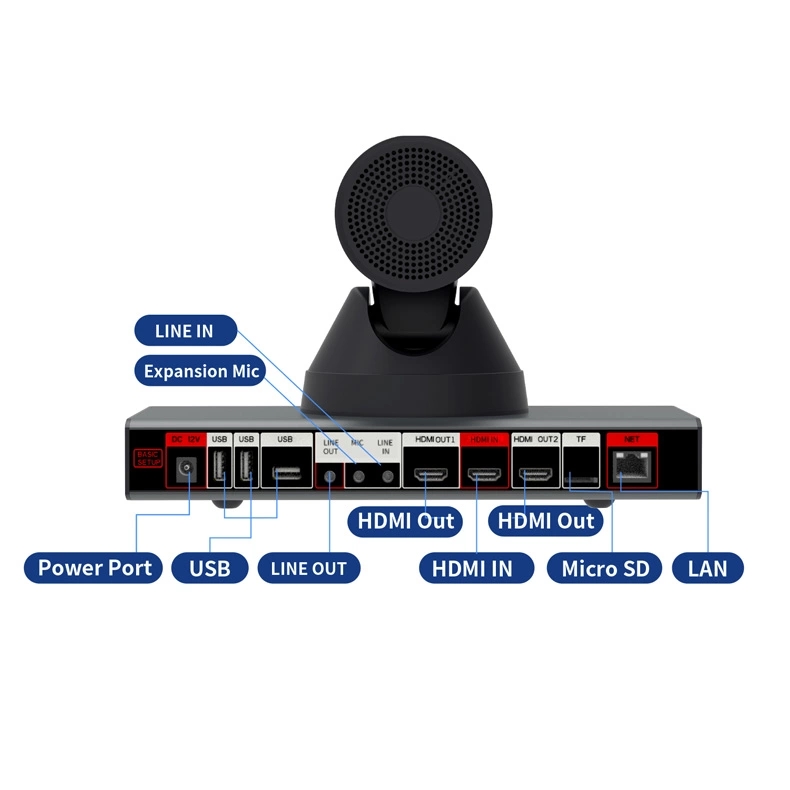 Android video conferencing endpoint with full HD 1080p 12x optical zoom camera for office video conference