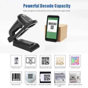 2D Bluetooth Barcode Scanner Auto Sense Handheld Wireless QR Code Scanner