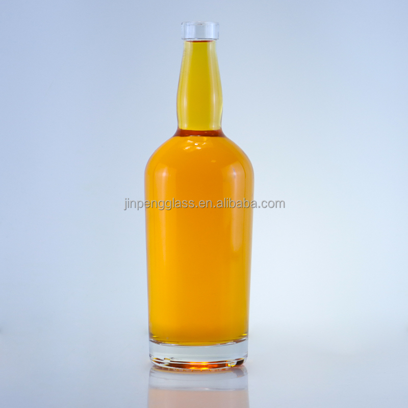 Customized Logo 750ml Clear Flint Round Glass Bottle for Gin Rum Champagne Liquor