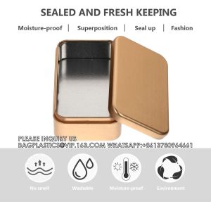 Rectangular Empty Metal Tins Box With Lid Portable Tin Box Container- Mini