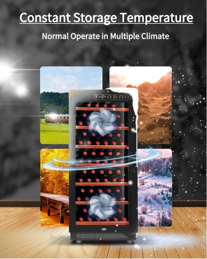 66-84 Bottles Red Wine Cooler Refrigerator Soundless Electric Powered