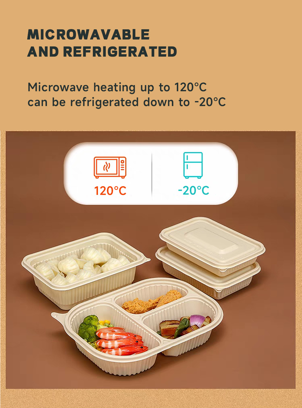 GZ Bio Disposable Cornstarch Lunch Box Restaurant Takeout Plastic Food Container