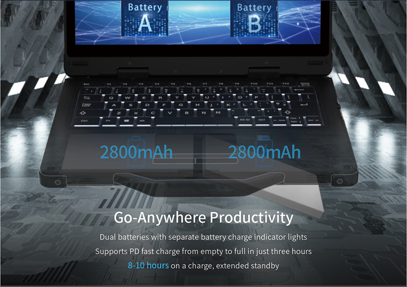 13 Inch Rugged Laptop with Waterproof Design Backlit Keyboard and Fingerprint Recognition