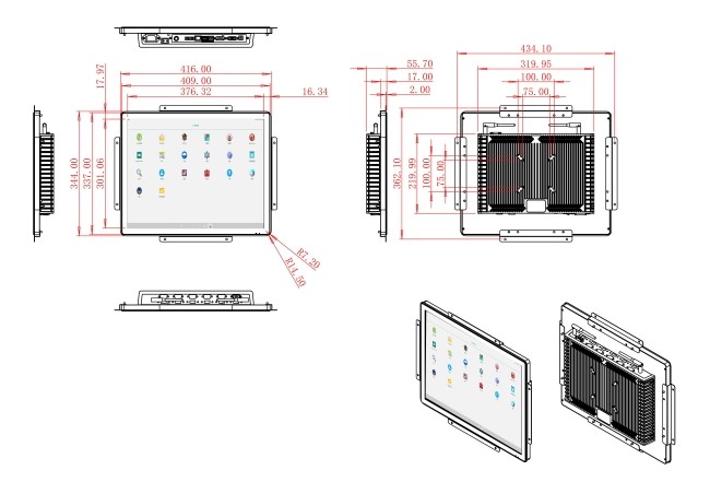 19-Inch Android Touch Screen for Transportation Hubs and Access Control Panels