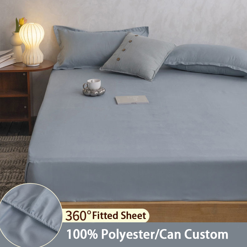 Washable Solid Pattern Type Polyester Fiber Fitted Sheet for Simple Style Bedspread