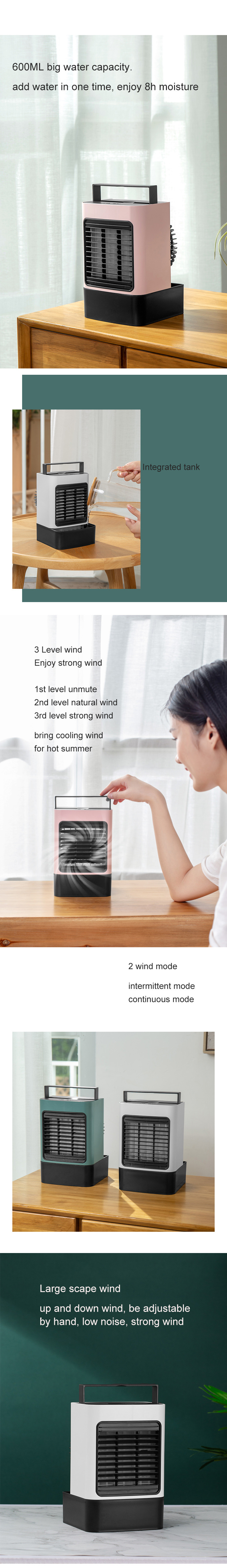 Battery Capacity 2000mAh Air Cooler Fan Handy Portable Mini Desk Fan