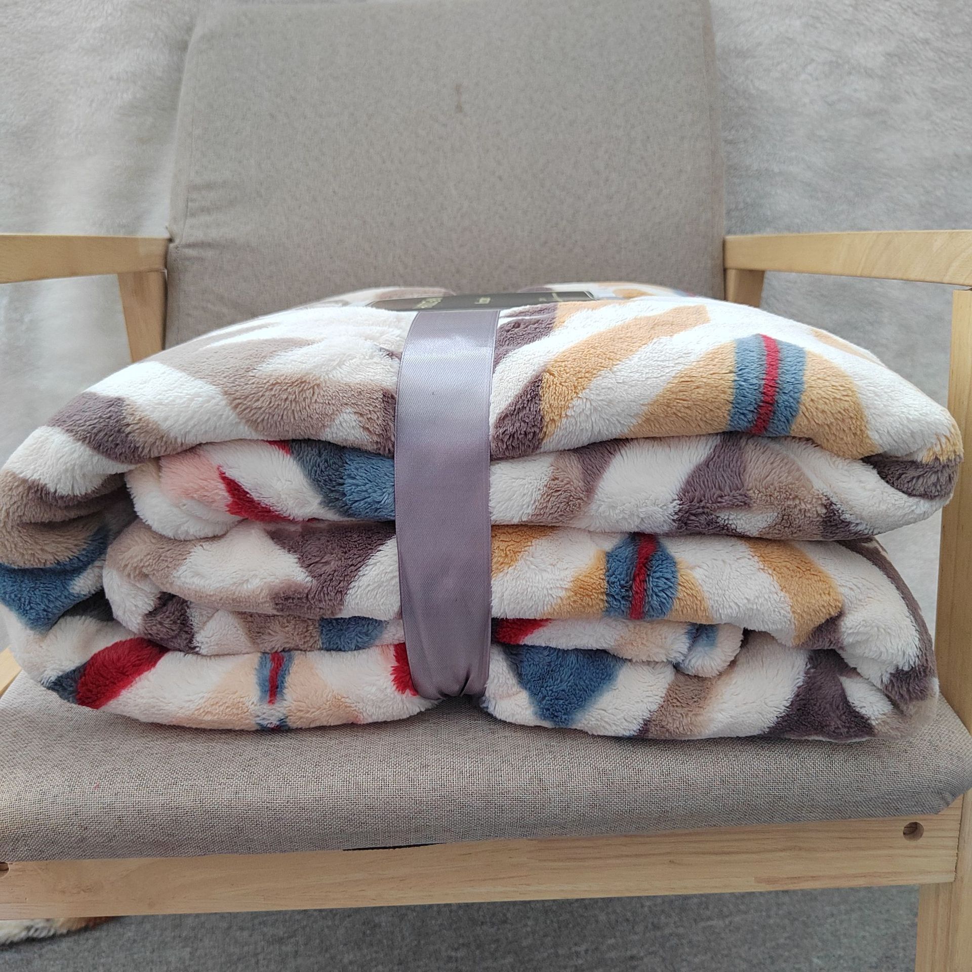 Flannel Sherpa Blanket for Bedding King Queen Twin Size Woven Polyester Boho Blanket