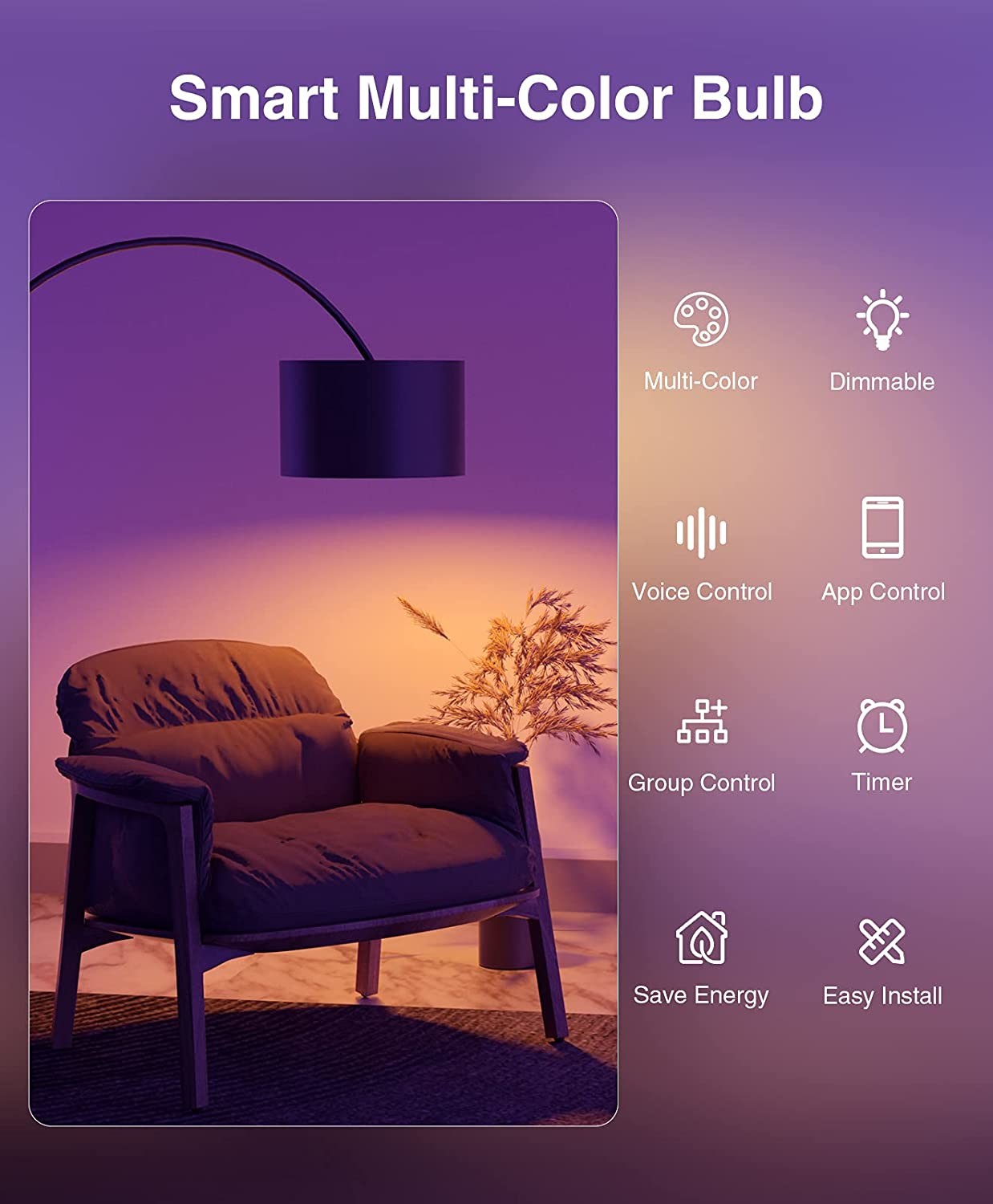 100LM/W 5W 7W 9W 12W E27 E26 B22 Smart Wifi LED Bulbs Color Changing CE ROHS FCC