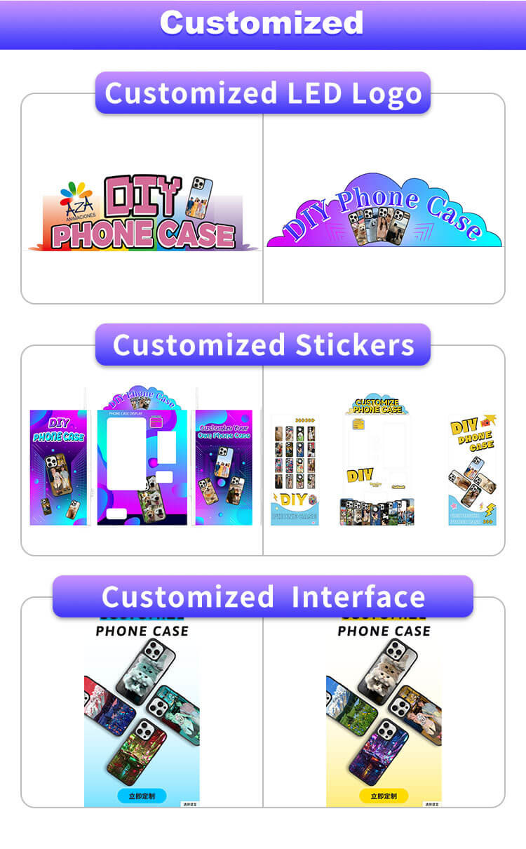 Convenient Personalised Phone Case Vending Machine with Language Options English/Chinese/Spanish