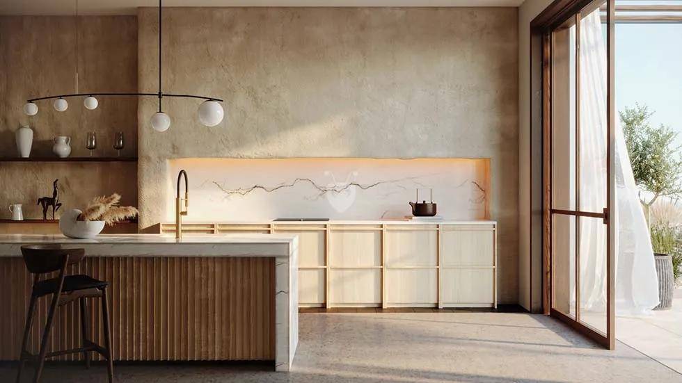 Blum Hardware Modern Luxury Kitchen Upper Cabinet Set with Melamine Grille Plate Wall