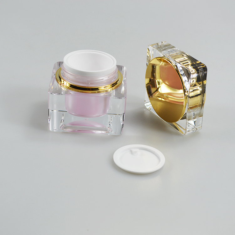 30g Square Container Pink Acrylic Cream Jar Plastic Jar for Luxury Skin Care Products