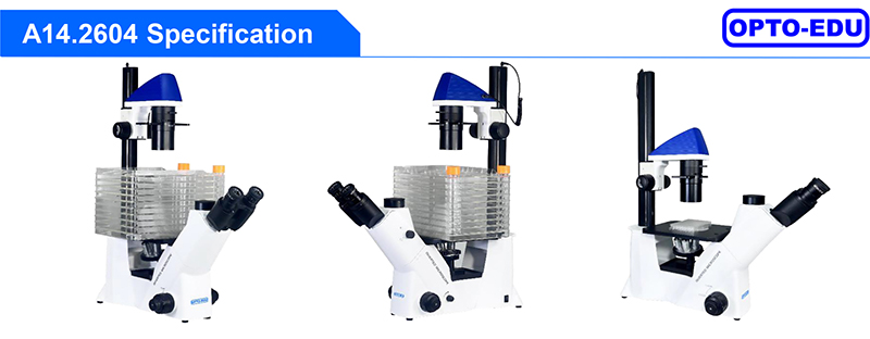 Opto-Edu A14.2604 Inverted Optical Trinocular Phase Contrast Cell Factory Microscope