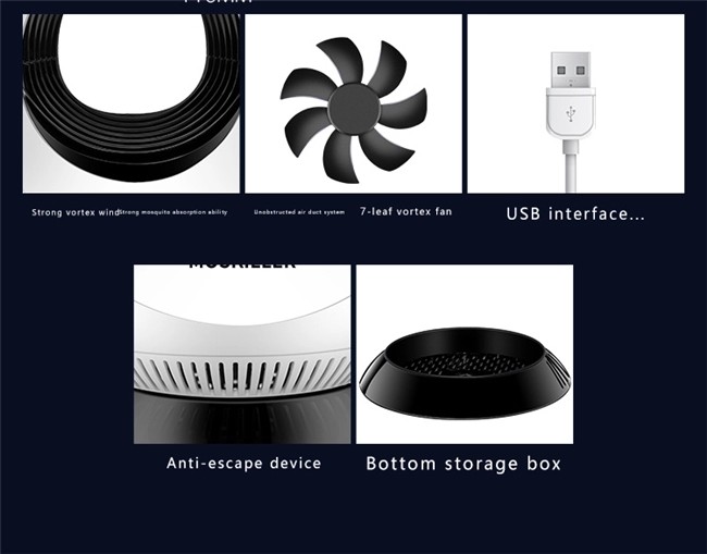 LED USB Mosquito Killer Light 220V LED Electronic Insect Fly Killer air Suction Mosquito Trap Lamp For Home Living Room
