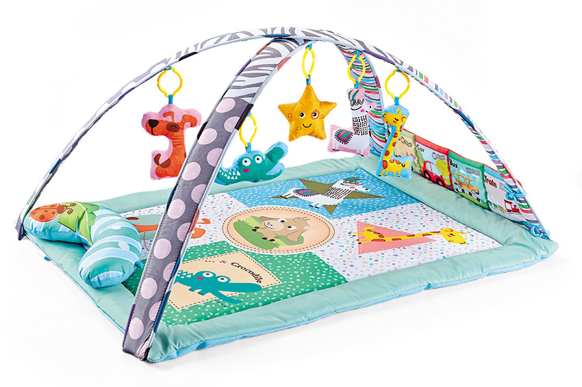 STEM Developmental Play Gym, Sensory Tummy Time Activity Play Mat, Ultra Plush & Machine Washable Playmat for Babies