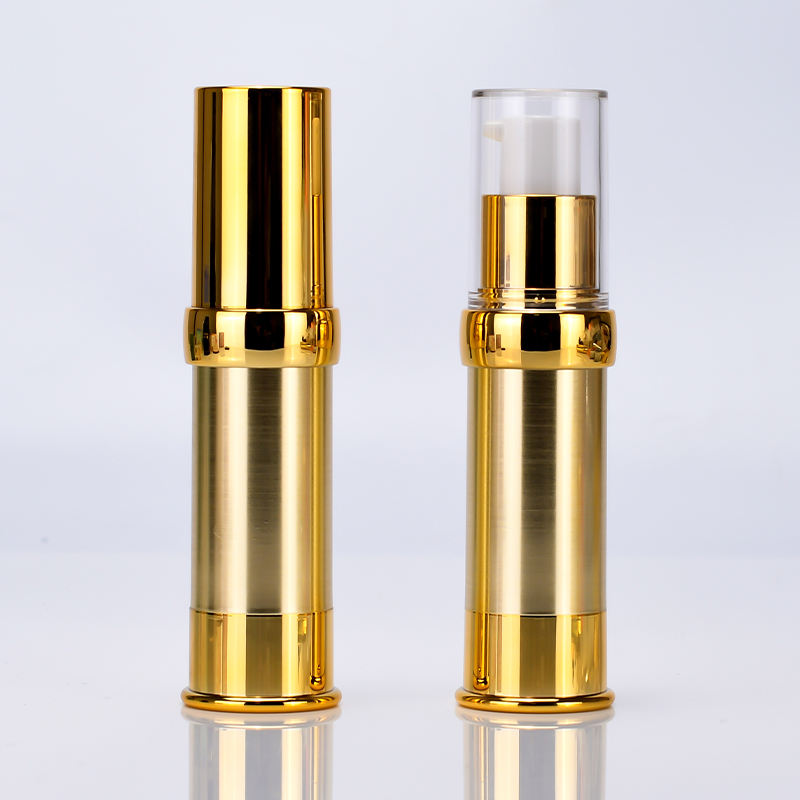 Gold Clear Pump Bottle Lightweight Luxury Cosmetic Packaging For Lotion 10ml - 30ml