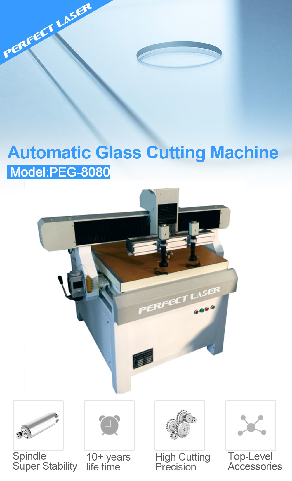 Automatic Glass Cutting Machine With Servo / Stepper Motor