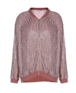 V Neck Fashion Ladies Blouse Shiny Pleated Blouse With Front Zipper Size XS -