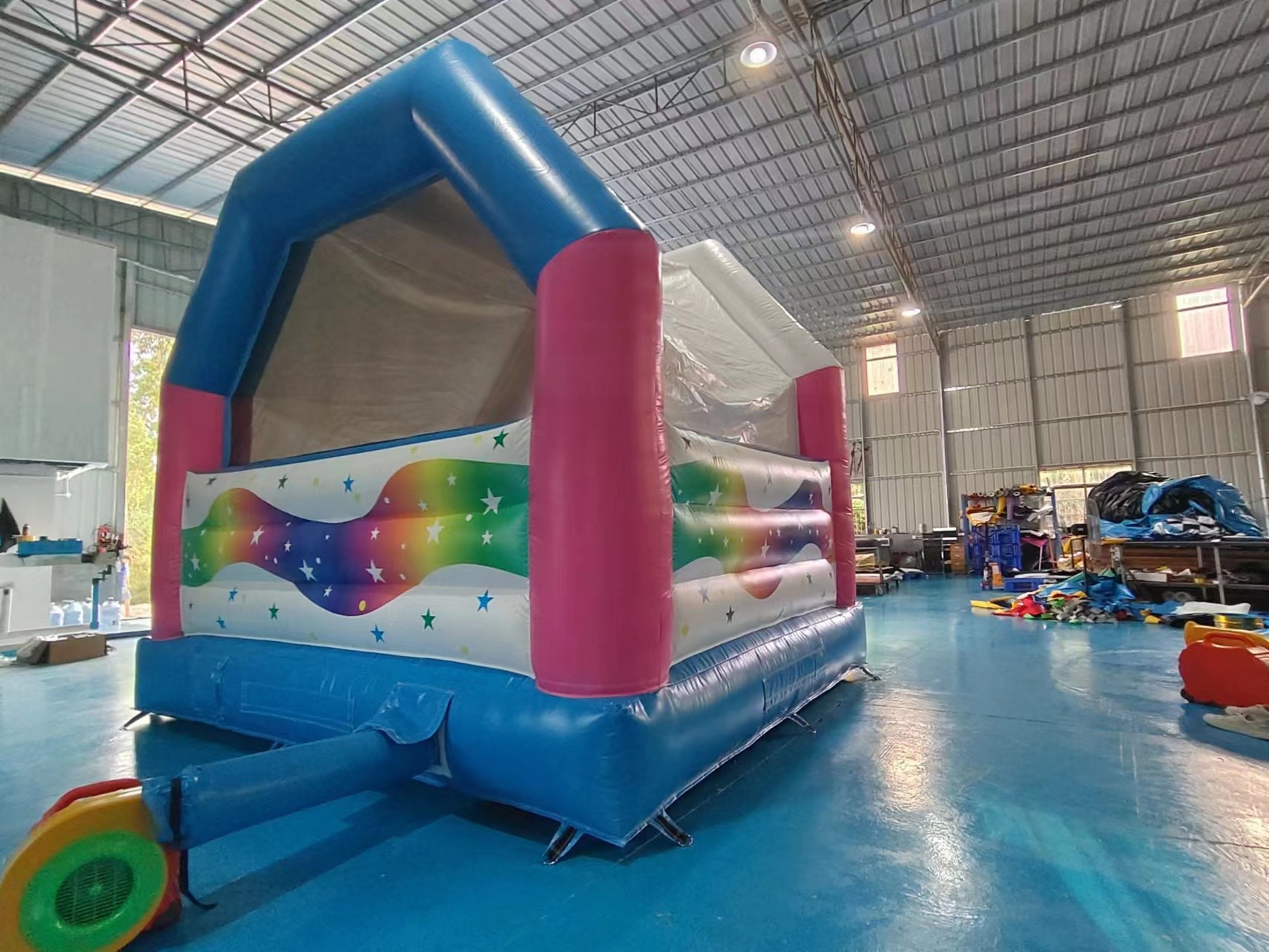 Pvc Tarpaulin Inflatable Combos Funny Colorful Unicorn Blow Up Bounce House With Slide