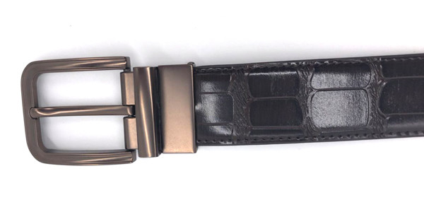 Crocodile Grain Reversible Buckle Belt , Mens Reversible Leather Belt 213g