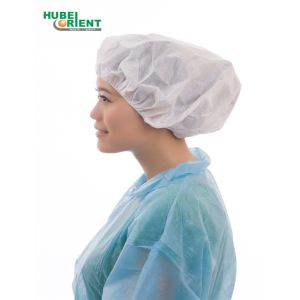 China Nonwoven Disposable Round Headcover Bouffant Cap With Single Elastic on sale