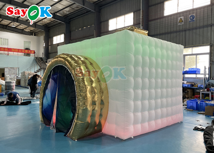 Inflatable Party Tent Fire Proof Removeable LED Air Pump Photo Booth Camera Shape For Advertising