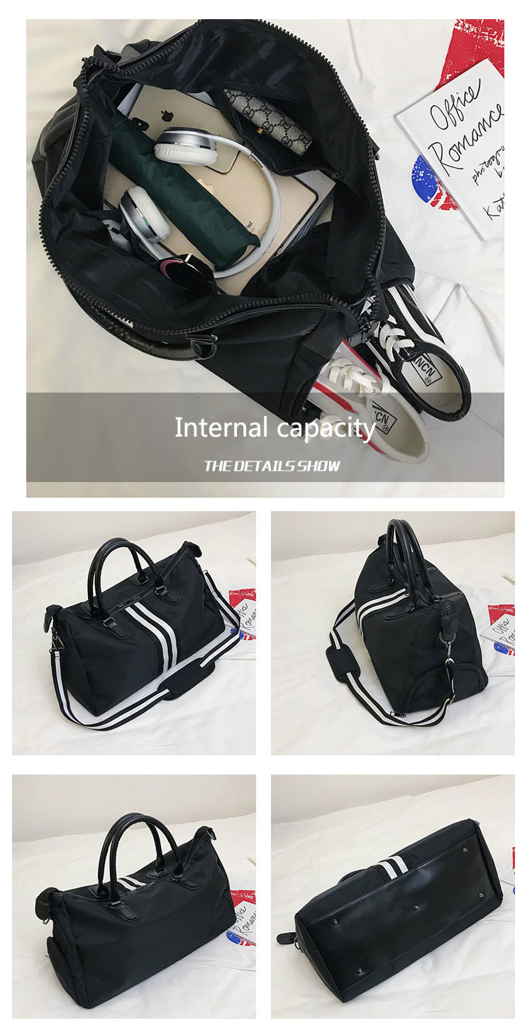 Black Mens Sports Duffle Bag Nylon Gym Duffle Bag With Shoe Compartment