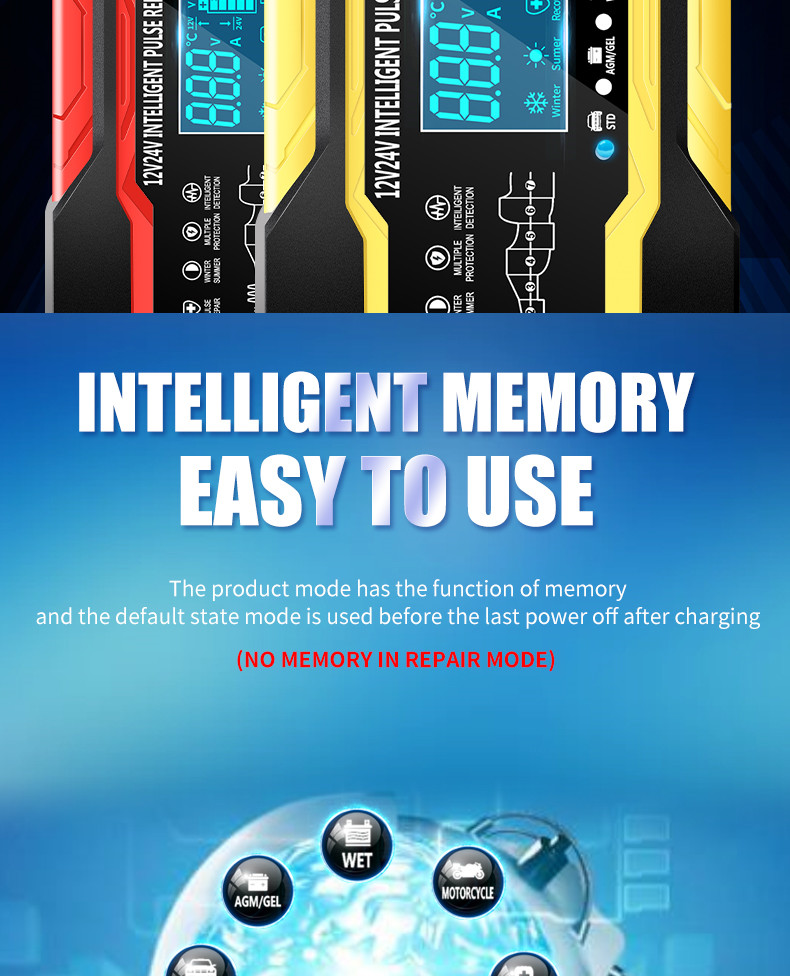 15A 7 Stage Pulse Repair Charger For Lead Acid Battery