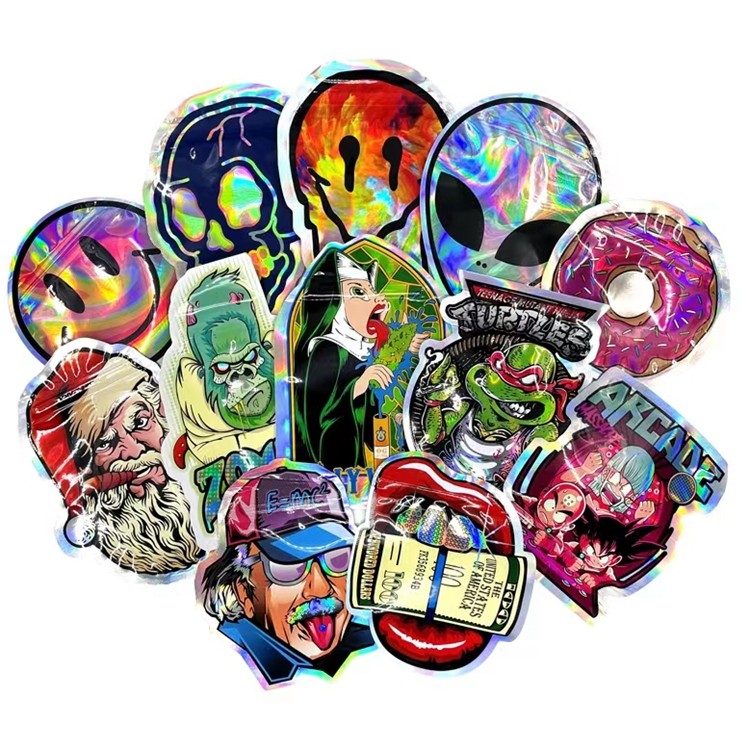 Circle Irregular Resealable Die Cut Candy Pouch Custom Shape Mylar Bag 3.5G 7G