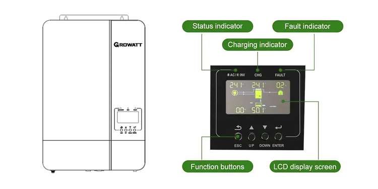 CE Certified Growatt 5000Es 1 Phase Solar Inverter 5Kva 48V Battery Inverter for Off Grid