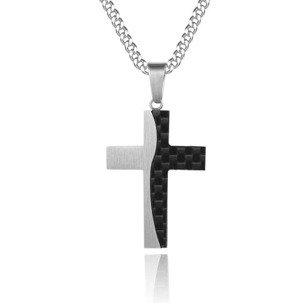 Stainless Steel Cross Pendant Necklace for Men Christian Cross Pendant With