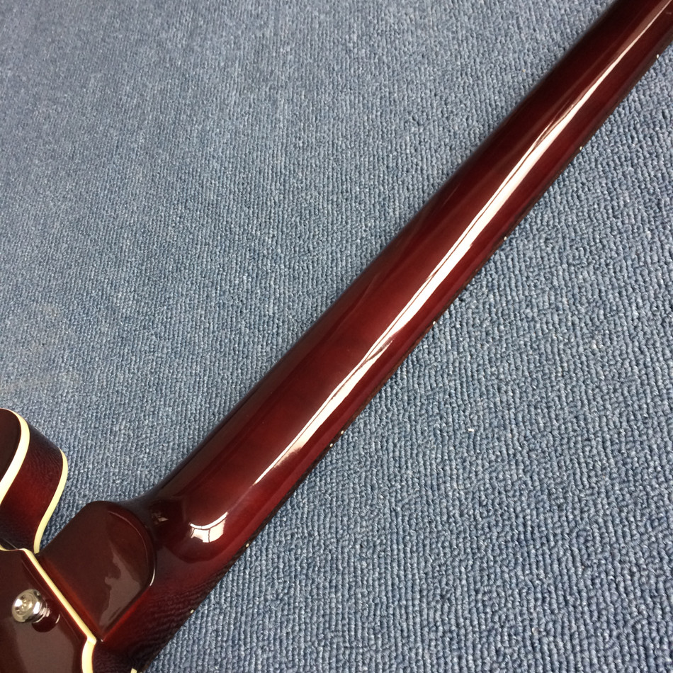 New style high-quality hollow body electric guitar 4 string bass, Double F holes, Wine red body,Free shipping