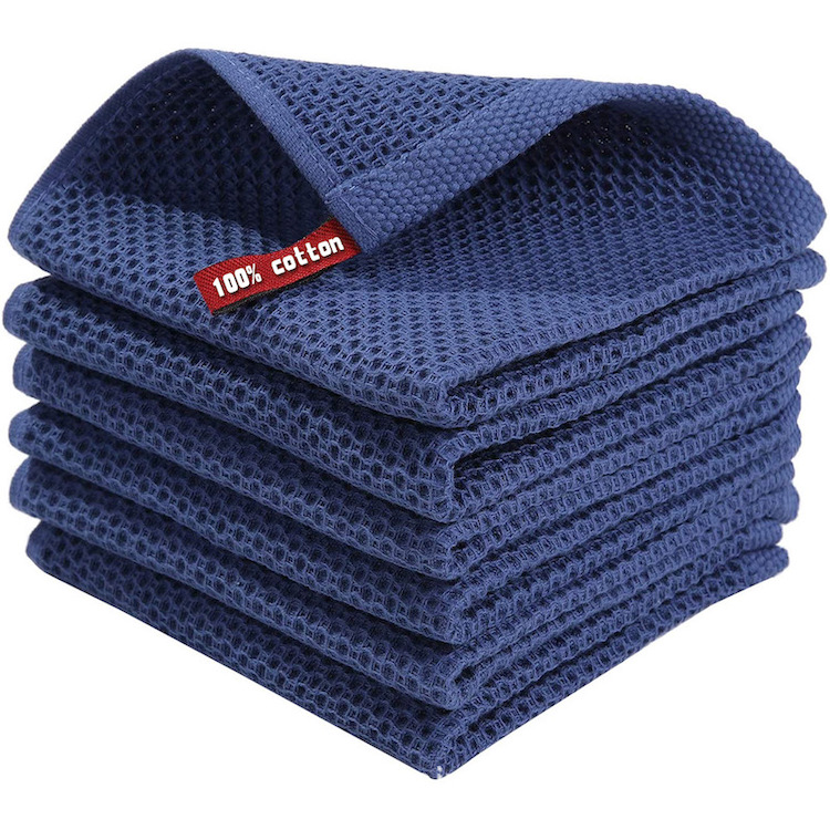Highly Absorbent 100% Cotton Kitchen Towels Waffle Weave for Baristas and Tea Lovers