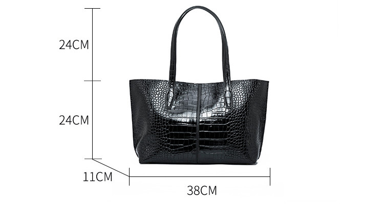 Crocodile Split Genuine Leather Tote Handbags
