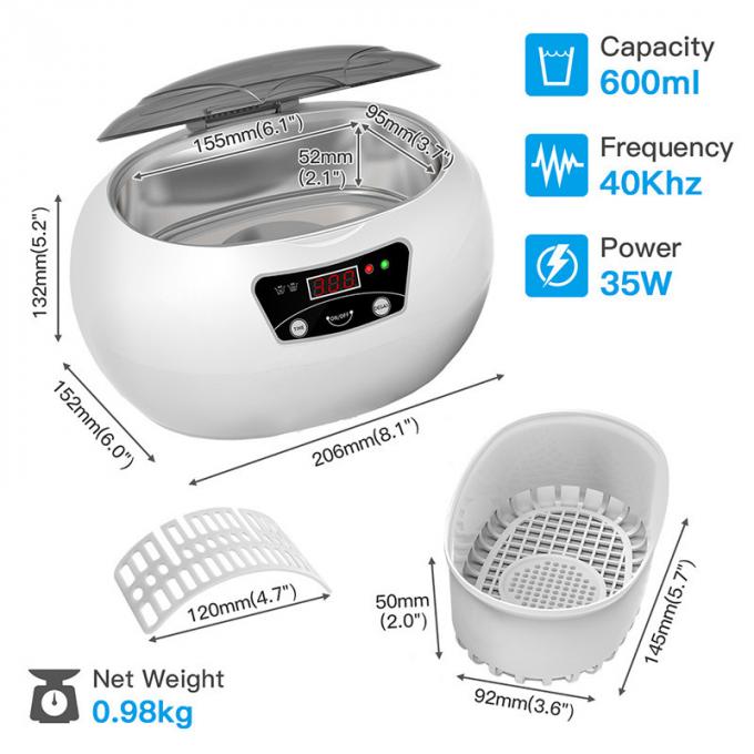 JP-890 Mini 1mm Tank  Ultrasonic Jewelry Cleaner 600ML 1