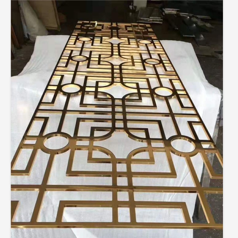 Customized interior decor gold metal room dividers partitions screen 8 ft