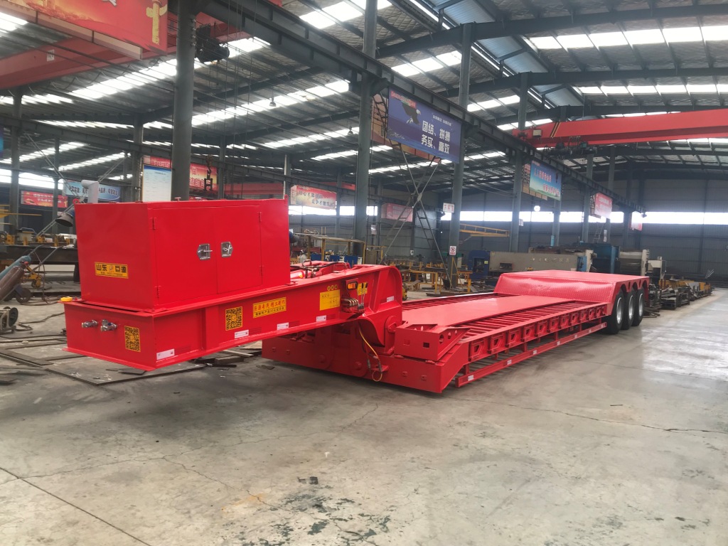650-800mm Height 3 Axle 80T Front Loading Gooseneck Detachable Low Bed Trailer for Loading