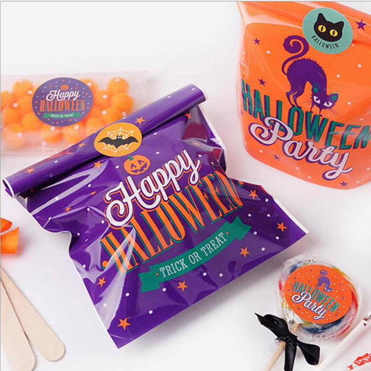 Halloween LDPE Favor Candy Poly Packaging Bag With Ribbon