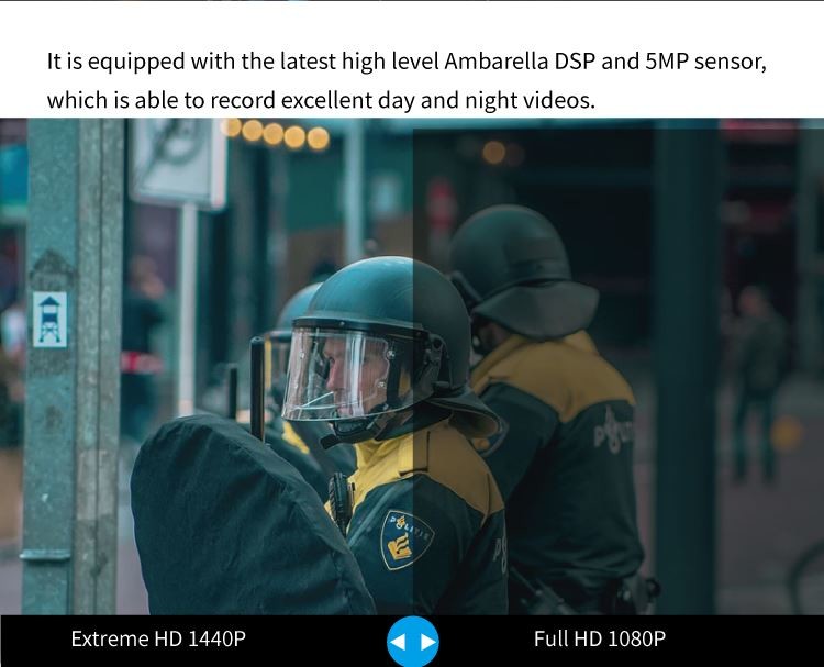 Ambarella H22 Police Body Worn Camera 4G WiFi GPS EIS G Sensor