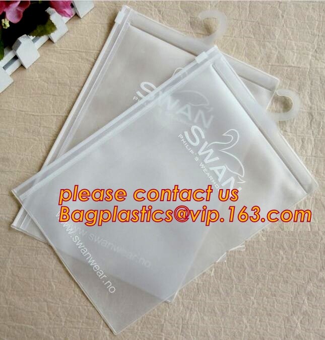 hanger bag with zip lock on the top,Frosted Zip lockk bag EVA PVC hanger bag for clothes, EVA frost drawstring bag, Froste