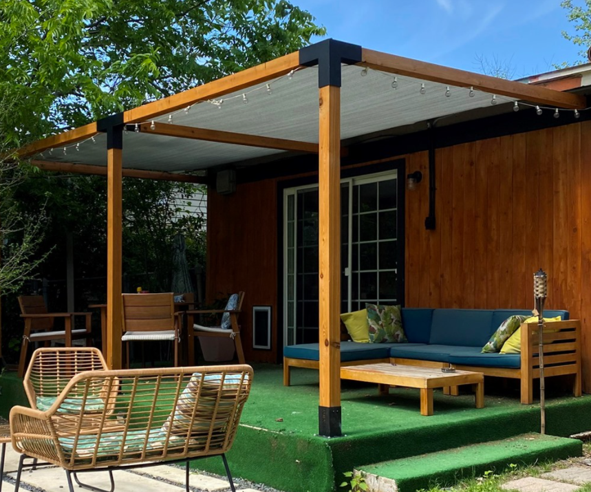 Steel Brackets Pergola Kit with Customized Size and Elevated Wood Stand 4x4 Lumber