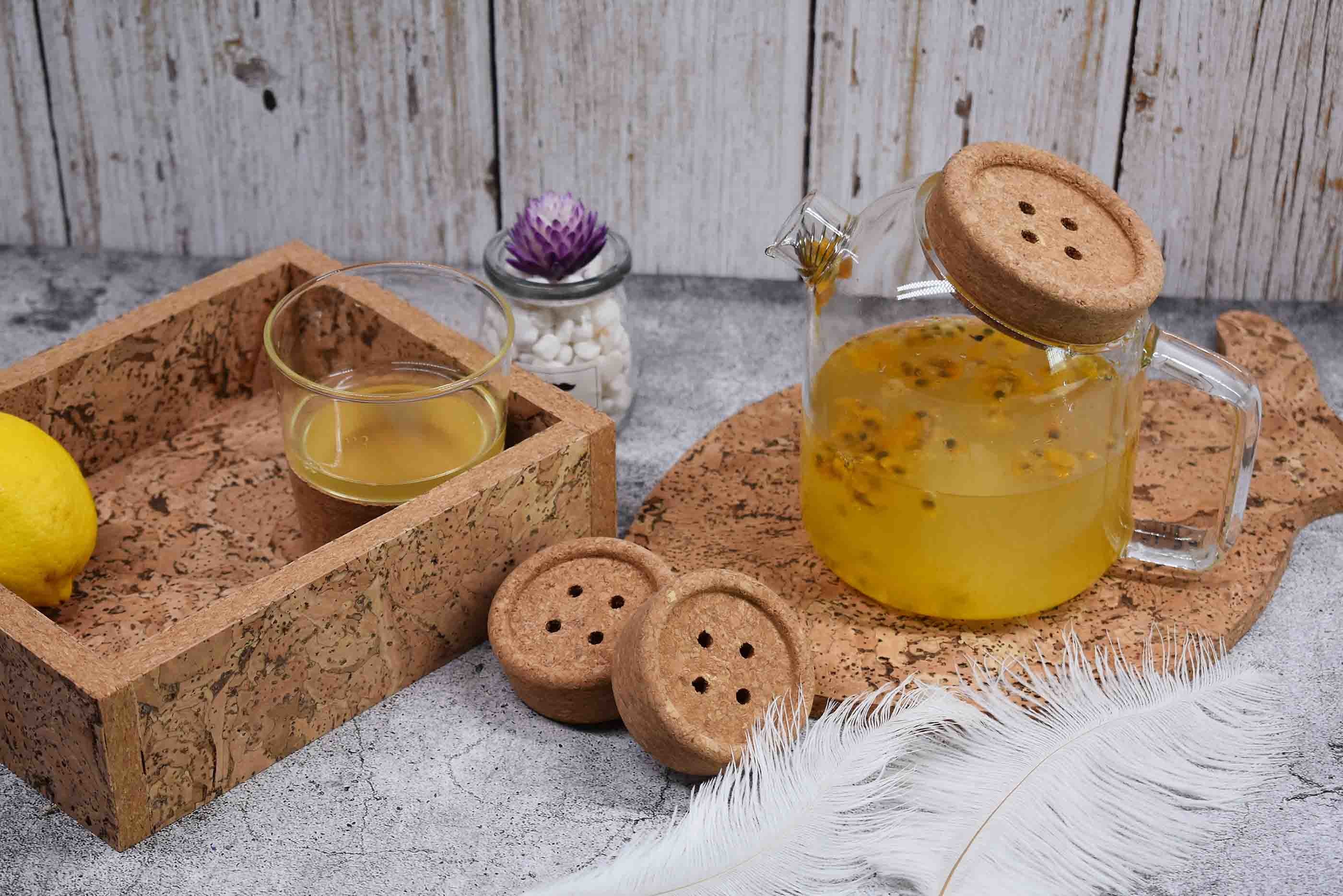 Glass Teapot Pitcher Natural Cork Lids Dampproof Heat Insulation Dampproof Eco
