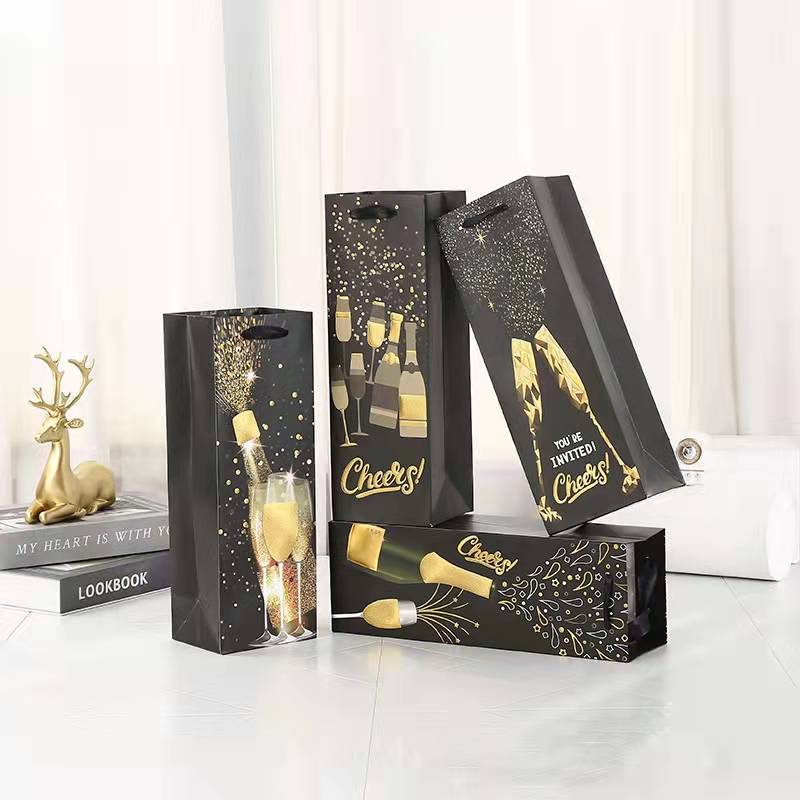 Luxury Custom Printed Paper Bags For Wine Retail Shopping