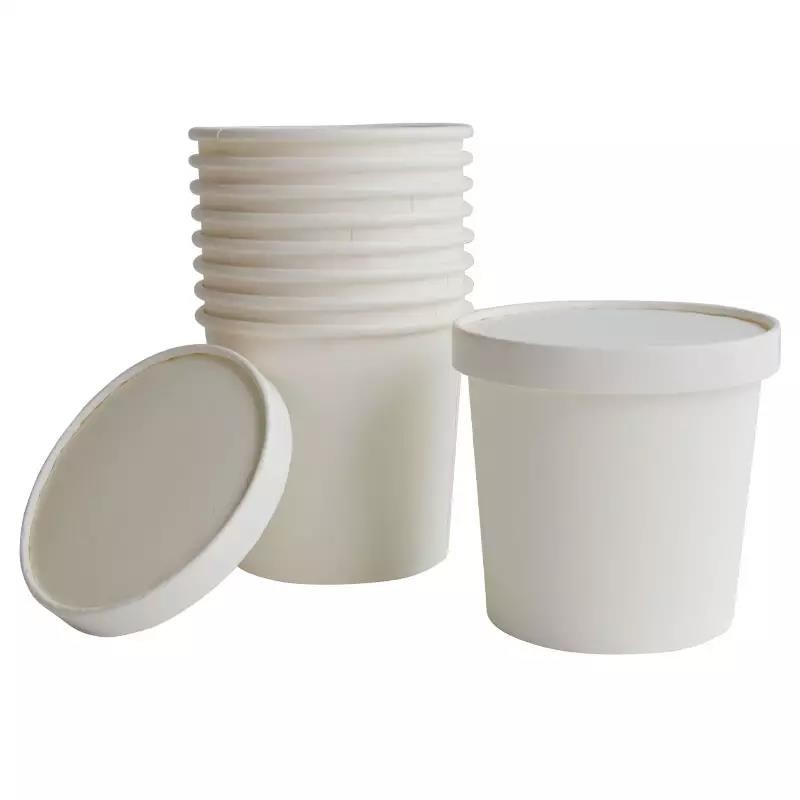 Cold Liquids Take Away BPA Free Soup Noodle Custom Print Disposable White Paper Bowl