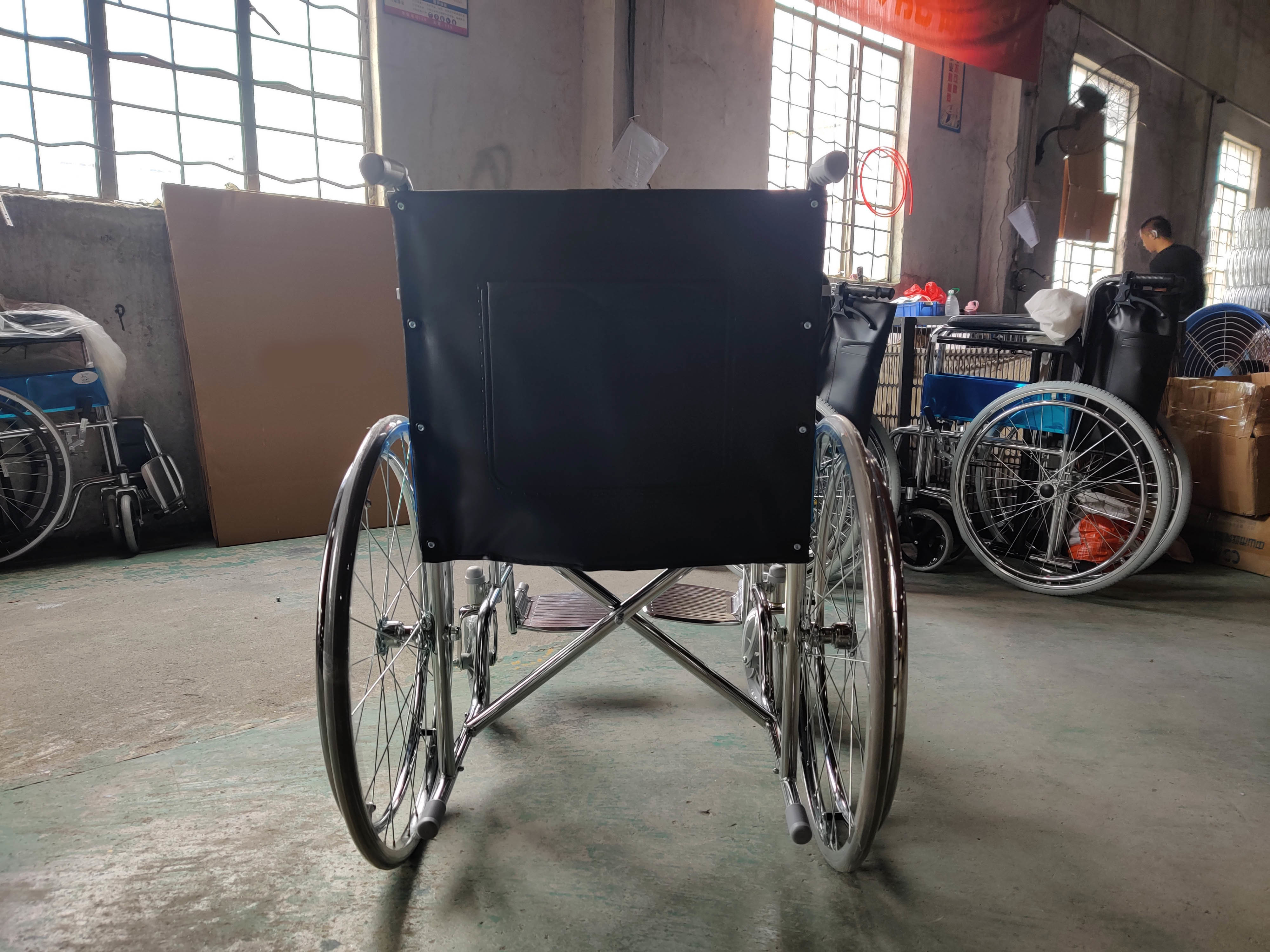 Surgical Care Folding Steel Wheelchair With Solid Castor