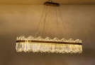 Tricolor Round Shape Chandelier Crystal Ceiling Light Fixture With Metal Ceiling Plate