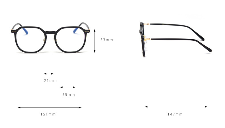 Korean TR90 Frame Optical Plain Lens Glasses Unisex Blue Light Blocking