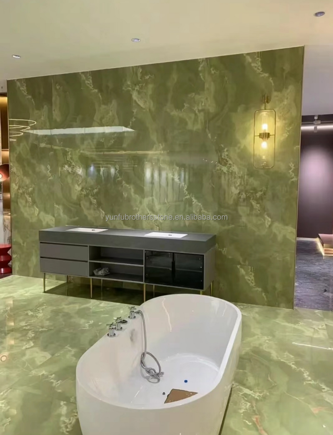 Exquisite Sapphire Green Onyx Marble Jade Stone Slab for Living Room Dining Bedroom